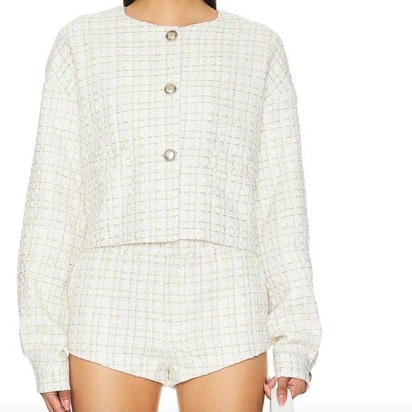 Lioness Jackets & Blazers - LIONESS Tweed Blazer Ivory Metallic NWT Academia Elle | MSRP $109